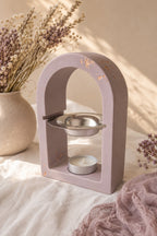 Brûle-fondants artisanal Odissa Arche Lilas Poudré en résine minérale – vue de face