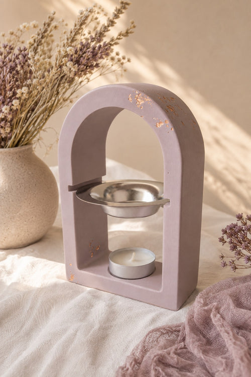 Brûle-fondants artisanal Odissa Arche Lilas Poudré en résine minérale – vue de face