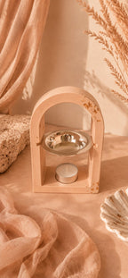 Brûle-fondants artisanal Odissa Arche Nude & Cuivré en résine minérale – vue de face