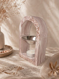 Brûle-fondants artisanal Odissa Arche Taupe Rosé Duo Concassé Cuivré en résine minérale – vue de face
