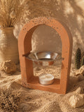 brule fondants terracotta incrustation cuivrée – vue de face, décoration artisanale
