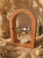 brule fondants terracotta incrustation cuivrée – vue de face, décoration artisanale